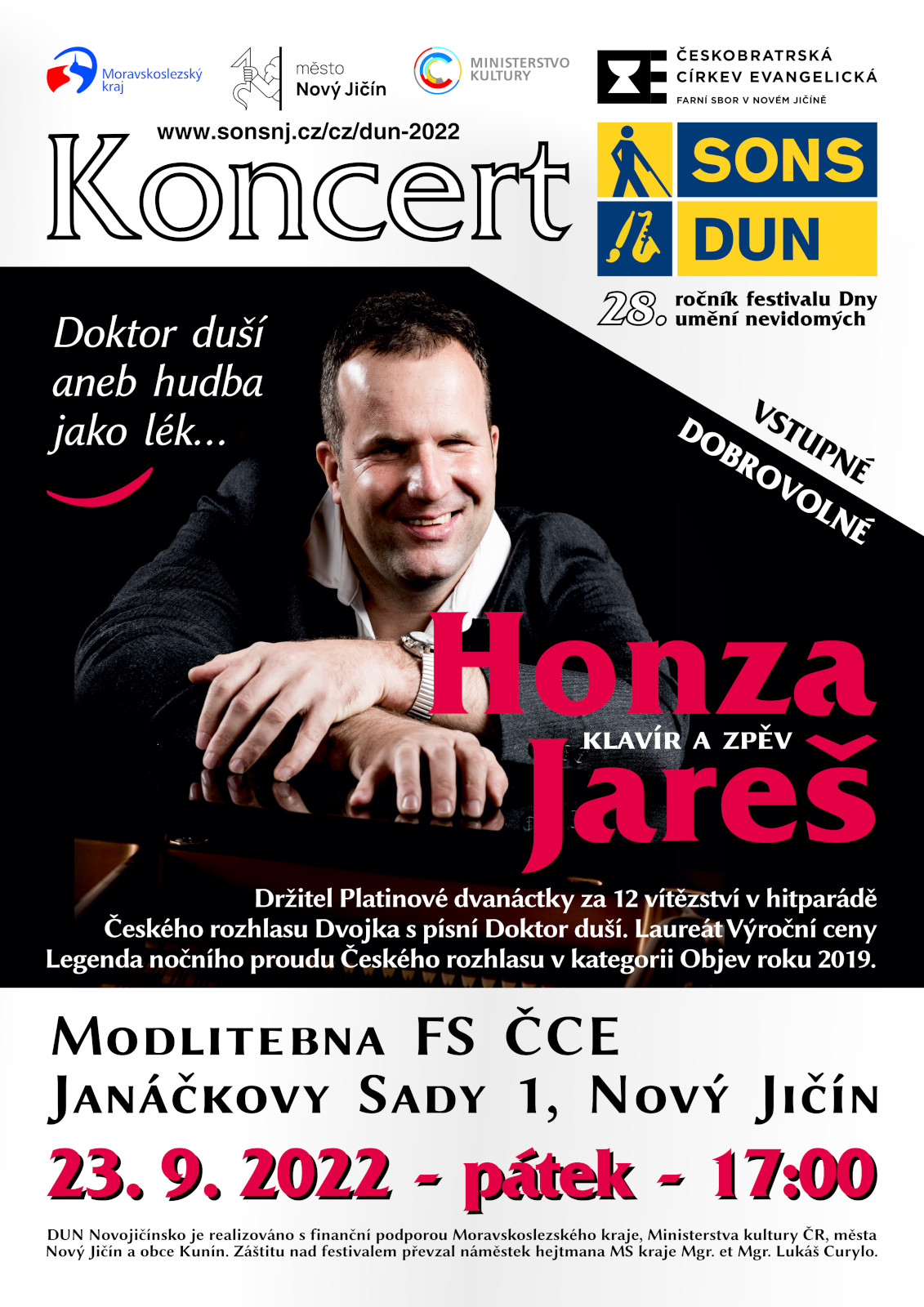 Pozvánka na koncert DUN v modlitebně FS ČCE v Novém Jičíně.